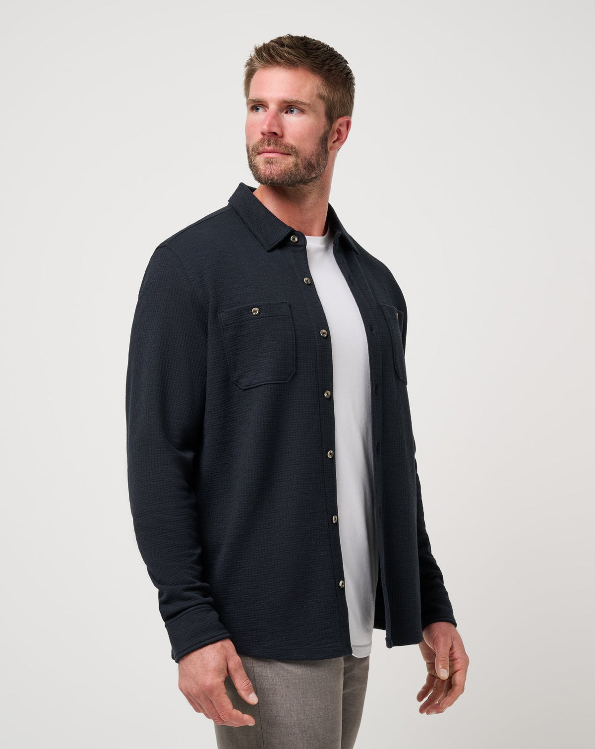 Cloud Waffle Shirt Jacket Black | Travis Mathew Exclusive