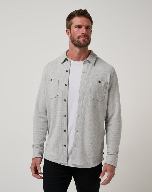Cloud Waffle Shirt Jacket Heather Light Grey | Travis Mathew Premium