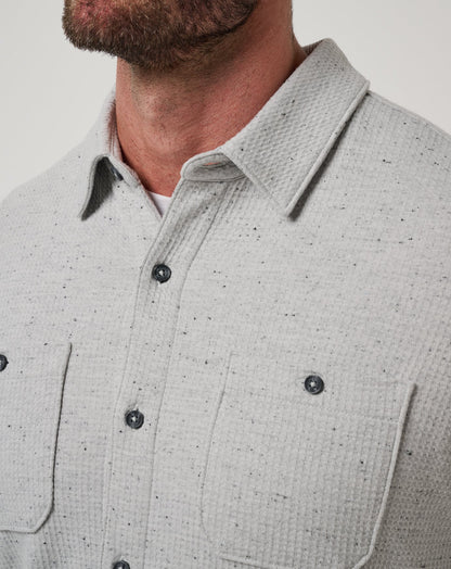 Cloud Waffle Shirt Jacket Heather Light Grey | Travis Mathew Premium