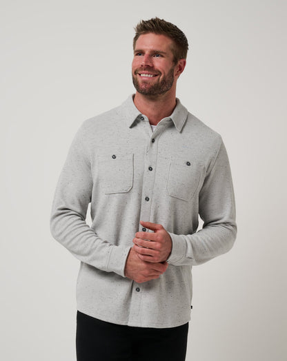 Cloud Waffle Shirt Jacket Heather Light Grey | Travis Mathew Premium