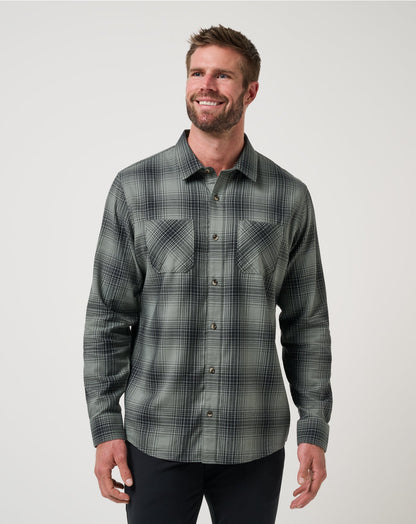 Cloud Flannel Plaid Button-Up Dark Olive | Travis Mathew Latest
