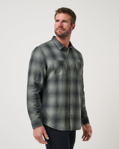 Cloud Flannel Plaid Button-Up Dark Olive | Travis Mathew Latest