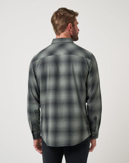 Cloud Flannel Plaid Button-Up Dark Olive | Travis Mathew Latest