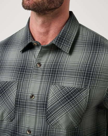 Cloud Flannel Plaid Button-Up Dark Olive | Travis Mathew Latest