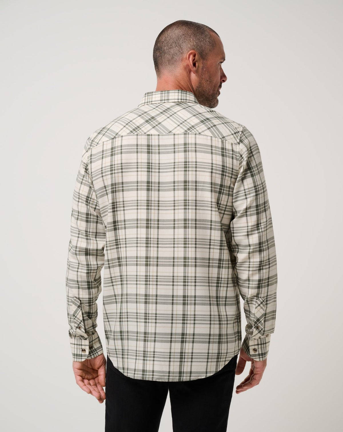 Cloud Flannel Plaid Button-Up Birch | Travis Mathew Value