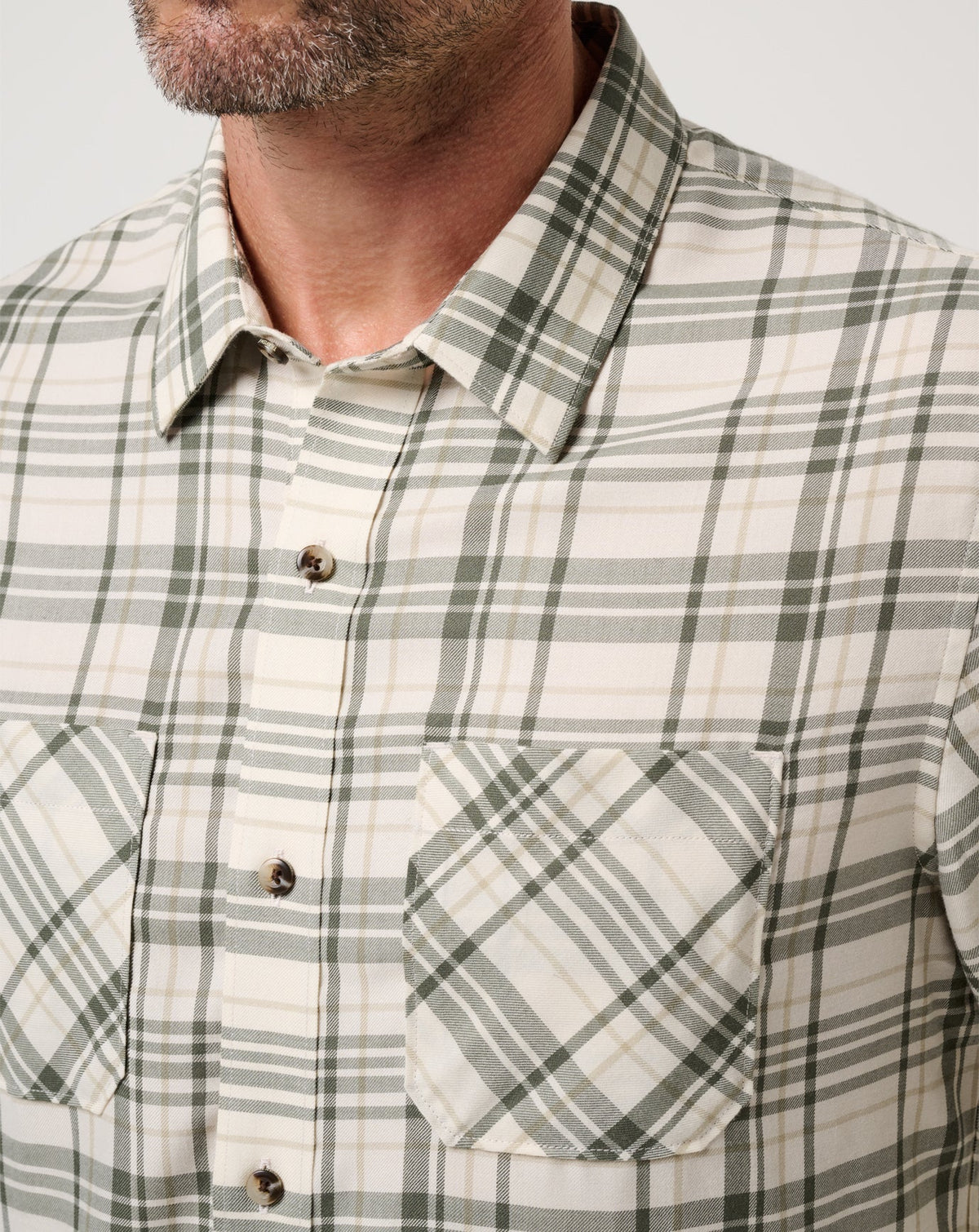Cloud Flannel Plaid Button-Up Birch | Travis Mathew Value