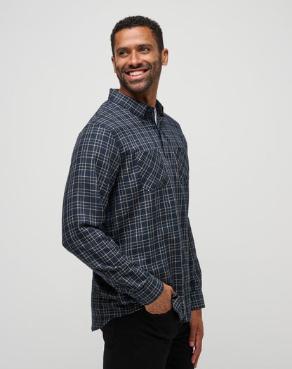 Cloud Flannel Plaid Button-Up Total Eclipse/Apricot | Travis Mathew Best Seller