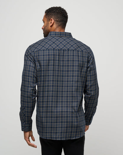 Cloud Flannel Plaid Button-Up Total Eclipse/Apricot | Travis Mathew Best Seller
