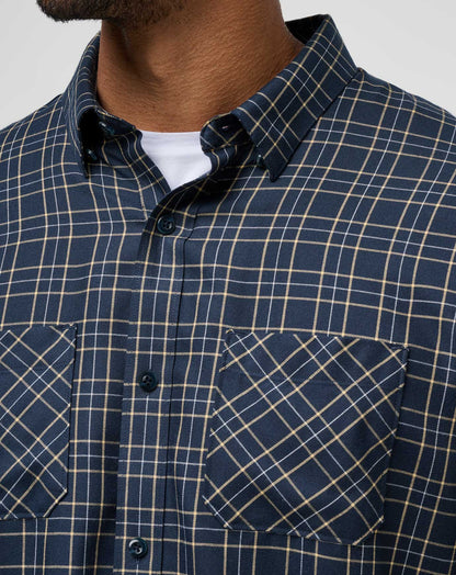 Cloud Flannel Plaid Button-Up Total Eclipse/Apricot | Travis Mathew Best Seller