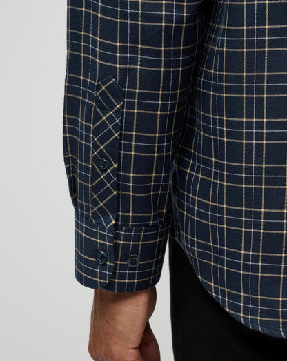 Cloud Flannel Plaid Button-Up Total Eclipse/Apricot | Travis Mathew Best Seller