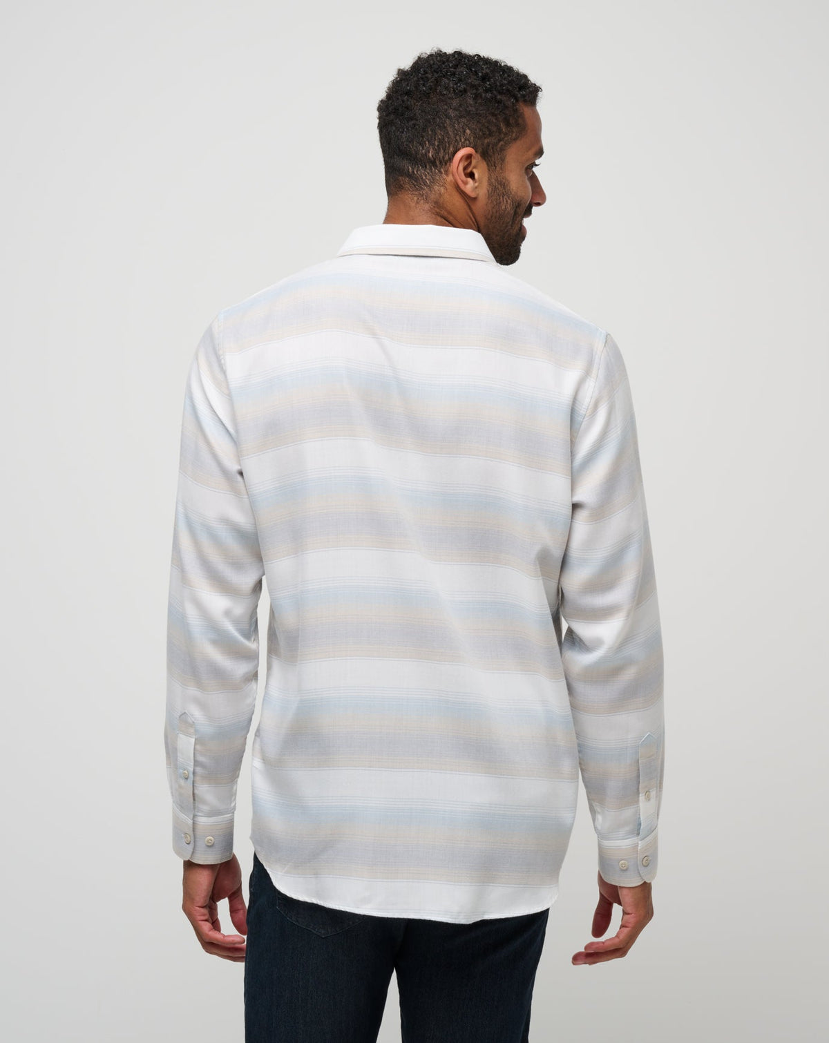 Cloud Flannel Stripe Button-Up Oxford Tan | Travis Mathew Classic