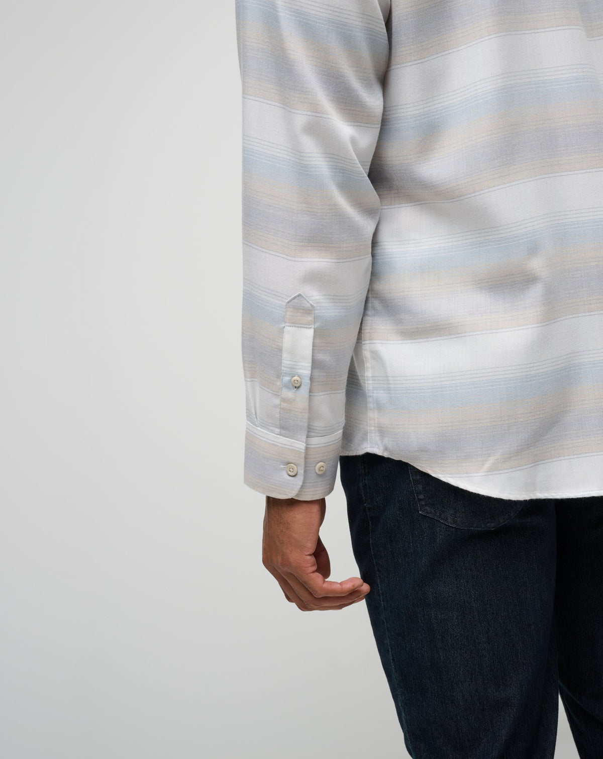 Cloud Flannel Stripe Button-Up Oxford Tan | Travis Mathew Classic