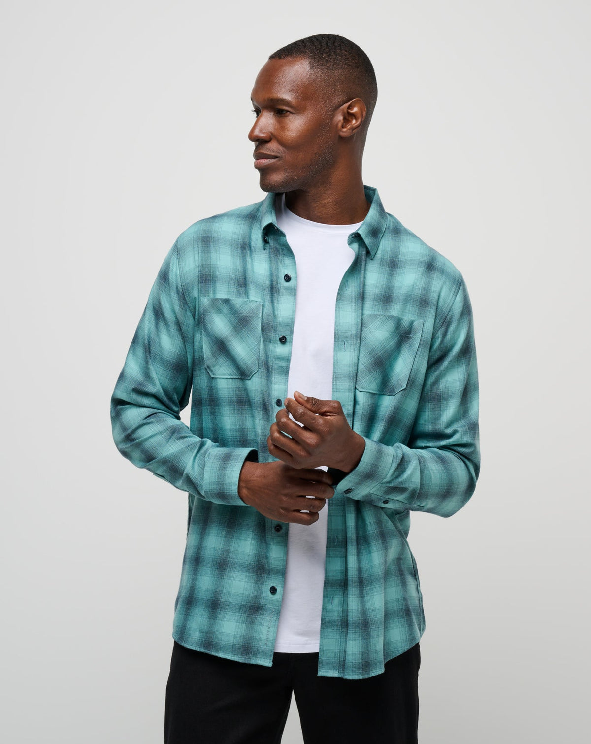 Cloud Flannel Plaid Button-Up Total Eclipse/Cameo | Travis Mathew Deals