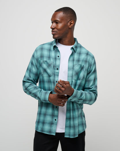 Cloud Flannel Plaid Button-Up Total Eclipse/Cameo | Travis Mathew Deals