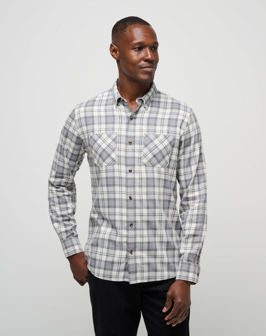 Cloud Flannel Plaid Button-Up Vanilla Ice/Quiet Shade | Travis Mathew Quality