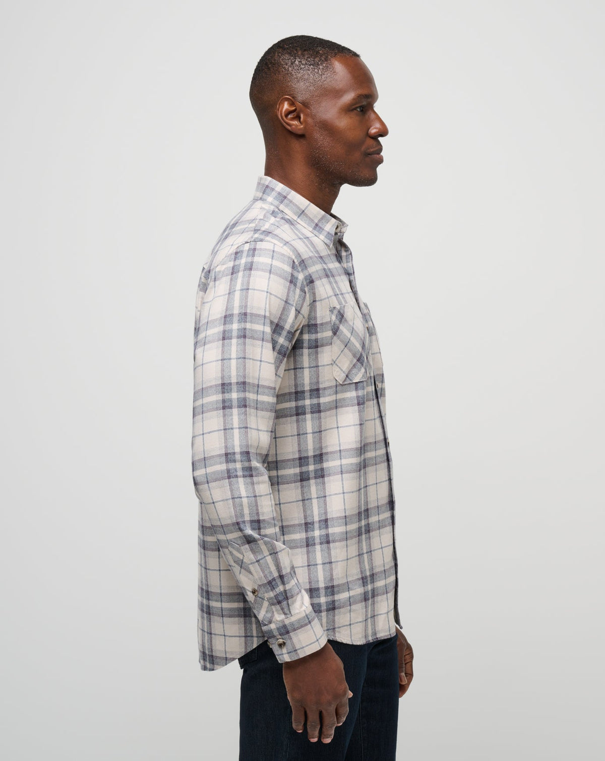 Cloud Flannel Plaid Button-Up Oxford Tan/Plum | Travis Mathew Classic