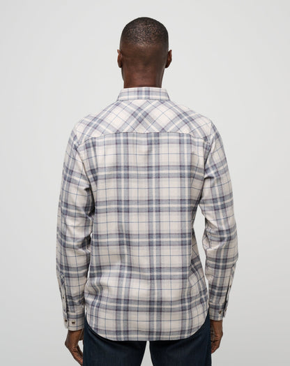 Cloud Flannel Plaid Button-Up Oxford Tan/Plum | Travis Mathew Classic