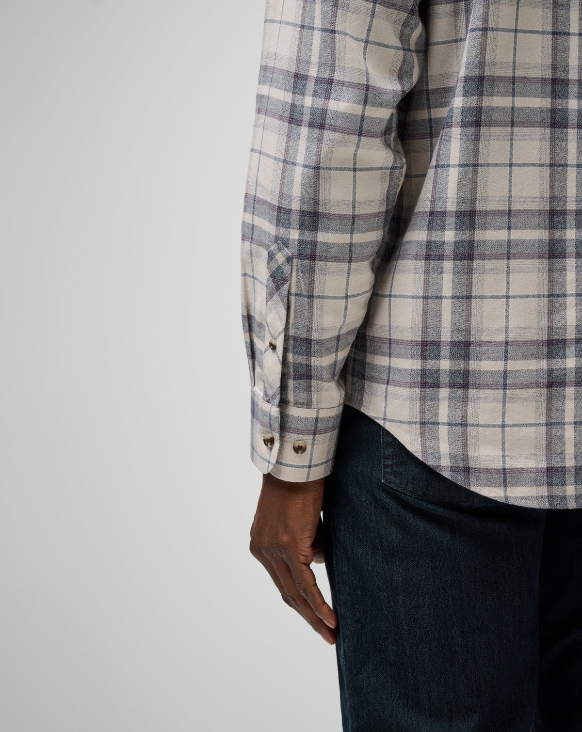 Cloud Flannel Plaid Button-Up Oxford Tan/Plum | Travis Mathew Classic