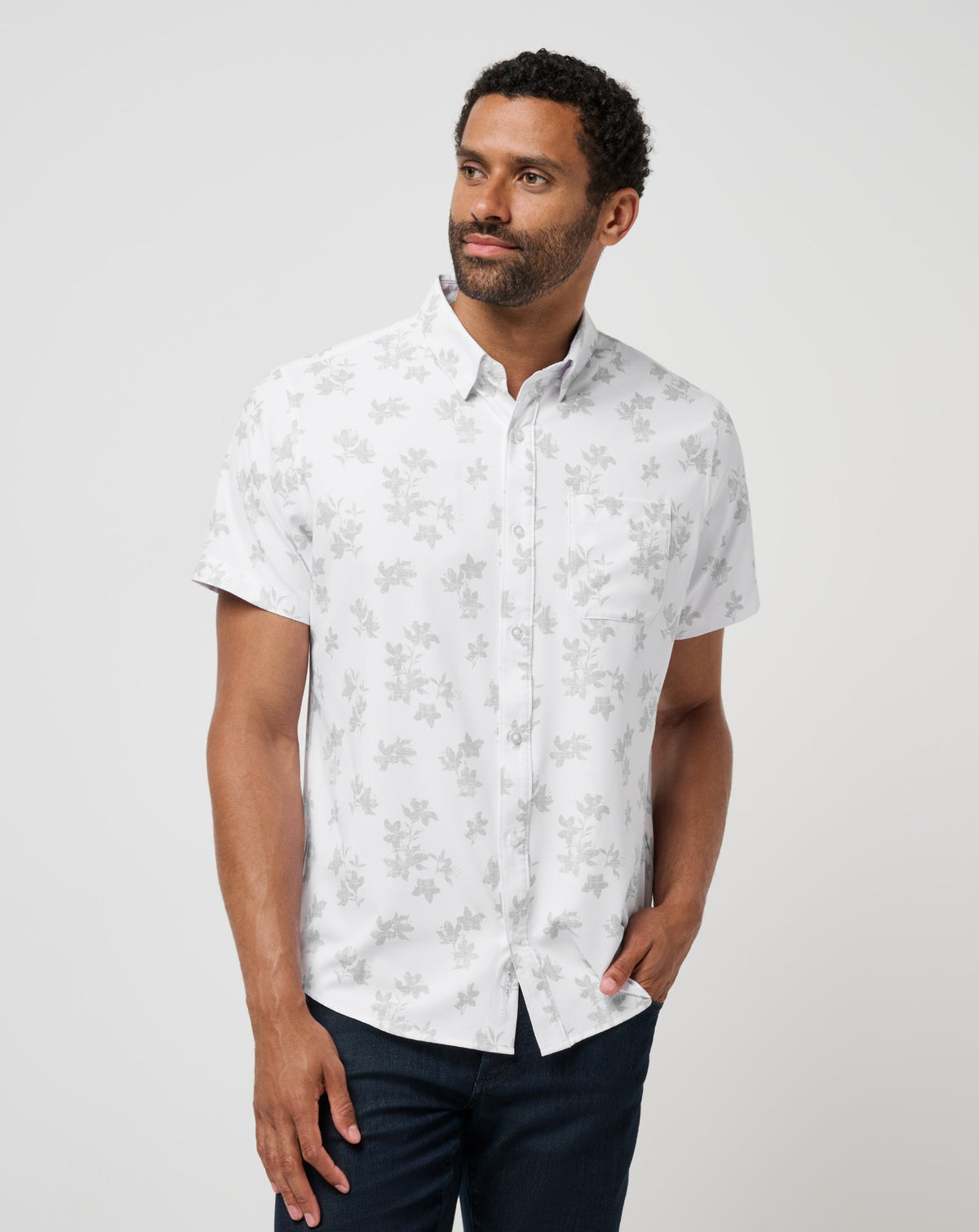 Mist On The Lake Button-Up White | Travis Mathew Exclusive