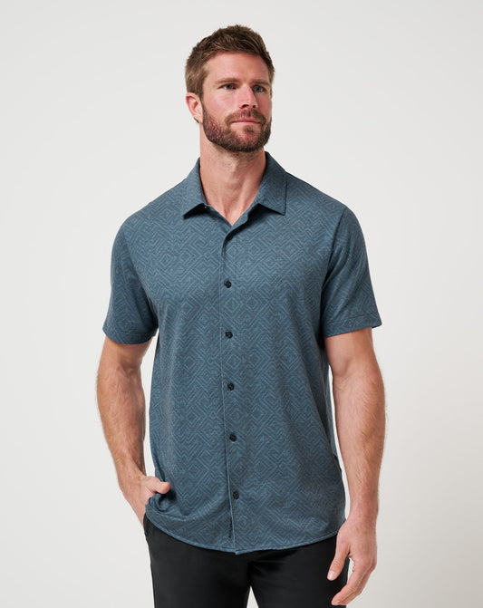 Knit Featherweight Night Button-Up Mood Indigo/Vintage Indigo | Travis Mathew Hot Sale