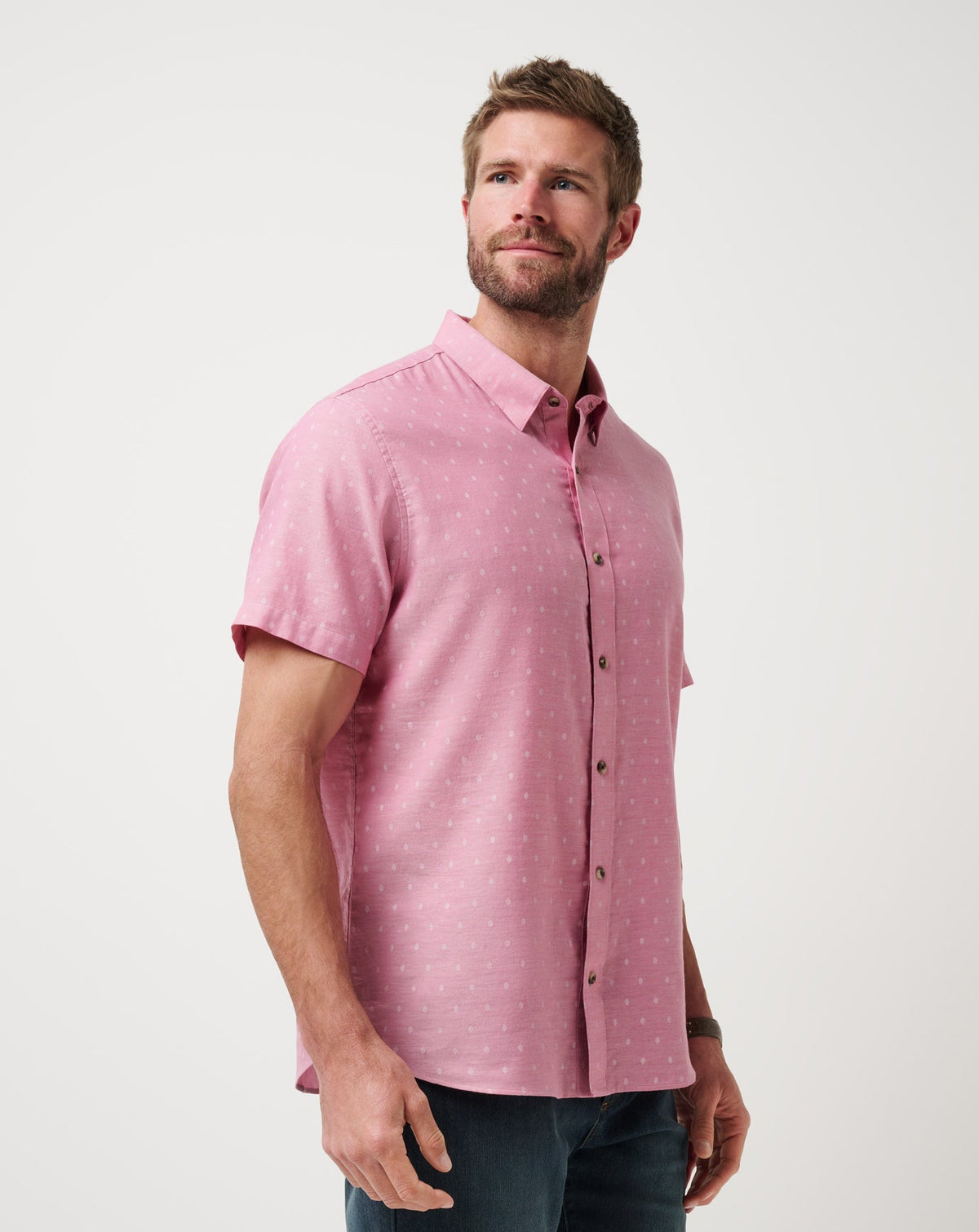 Early Check In Button-Up Heather Rose Wine | Travis Mathew Latest