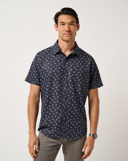Techwoven Grey Wind Button-Up Heather Black | Travis Mathew Customer Favorite