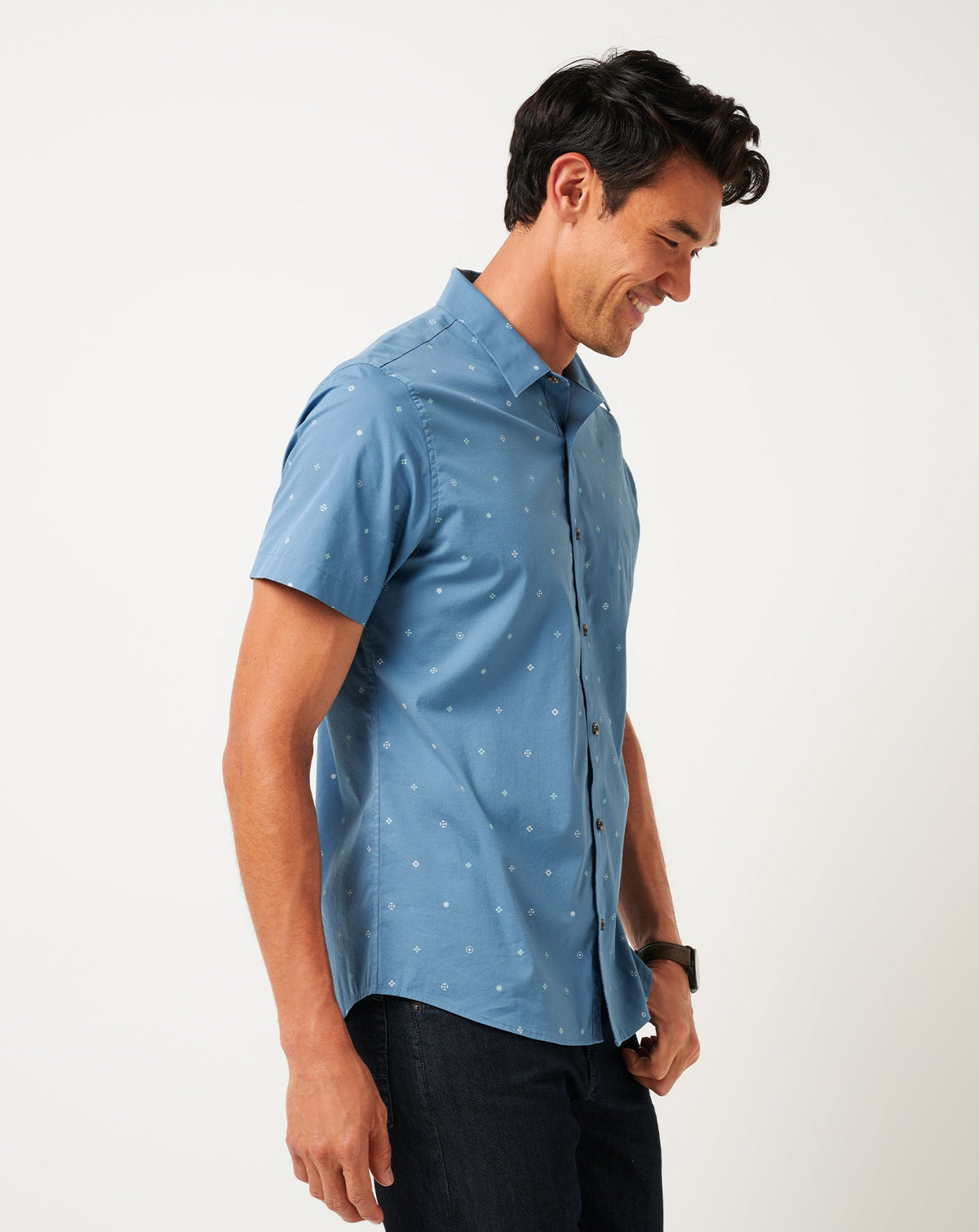 Per Aspera Button-Up Captains Blue | Travis Mathew Great Value