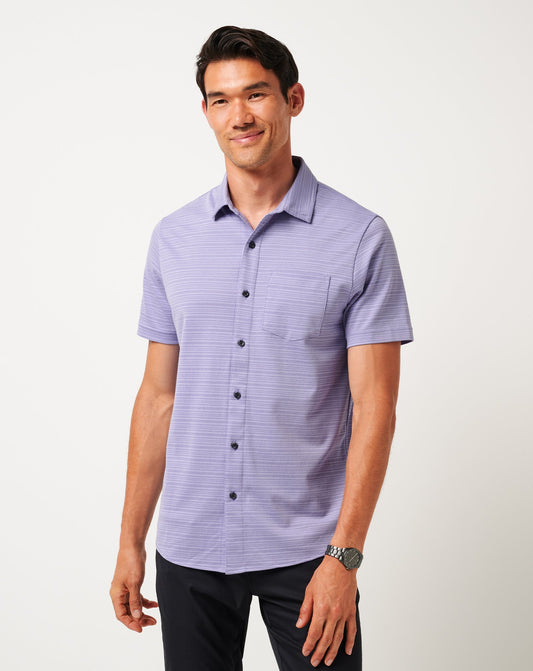 Knit Trip To The City Button-Up Heather Violet Storm | Travis Mathew Trusted