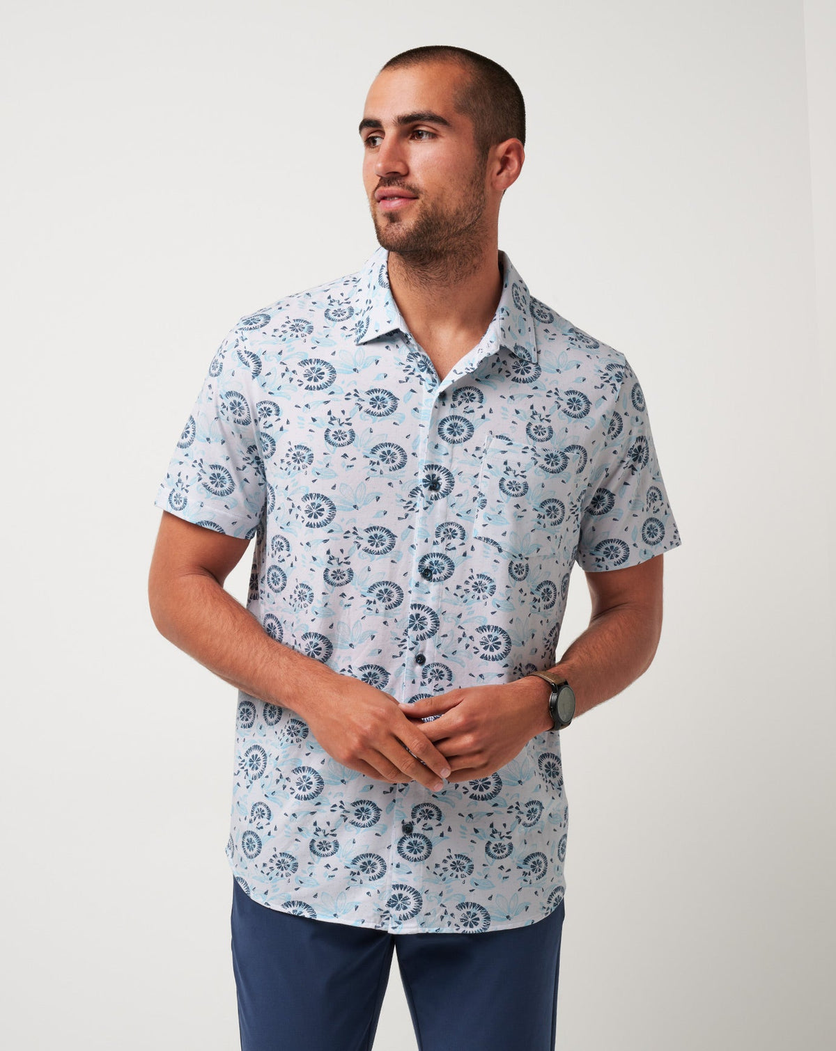 Knit Flourish Button-Up White | Travis Mathew Latest