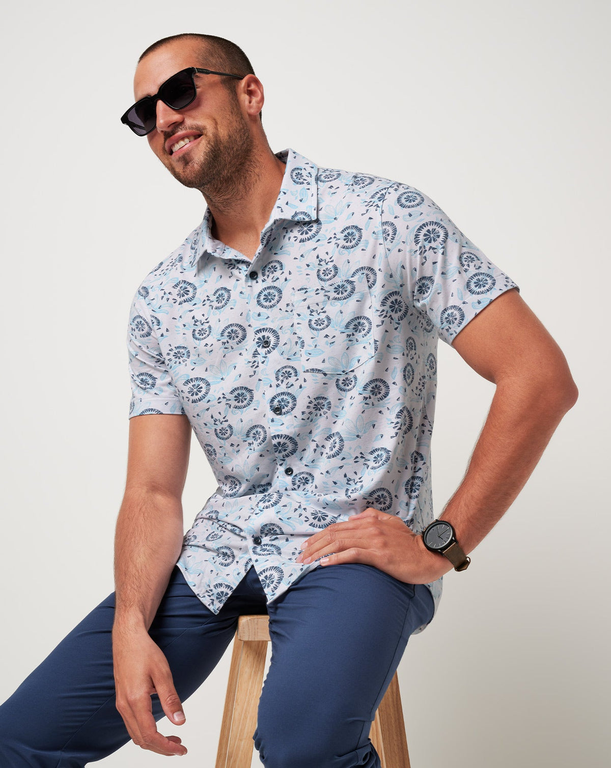 Knit Flourish Button-Up White | Travis Mathew Latest