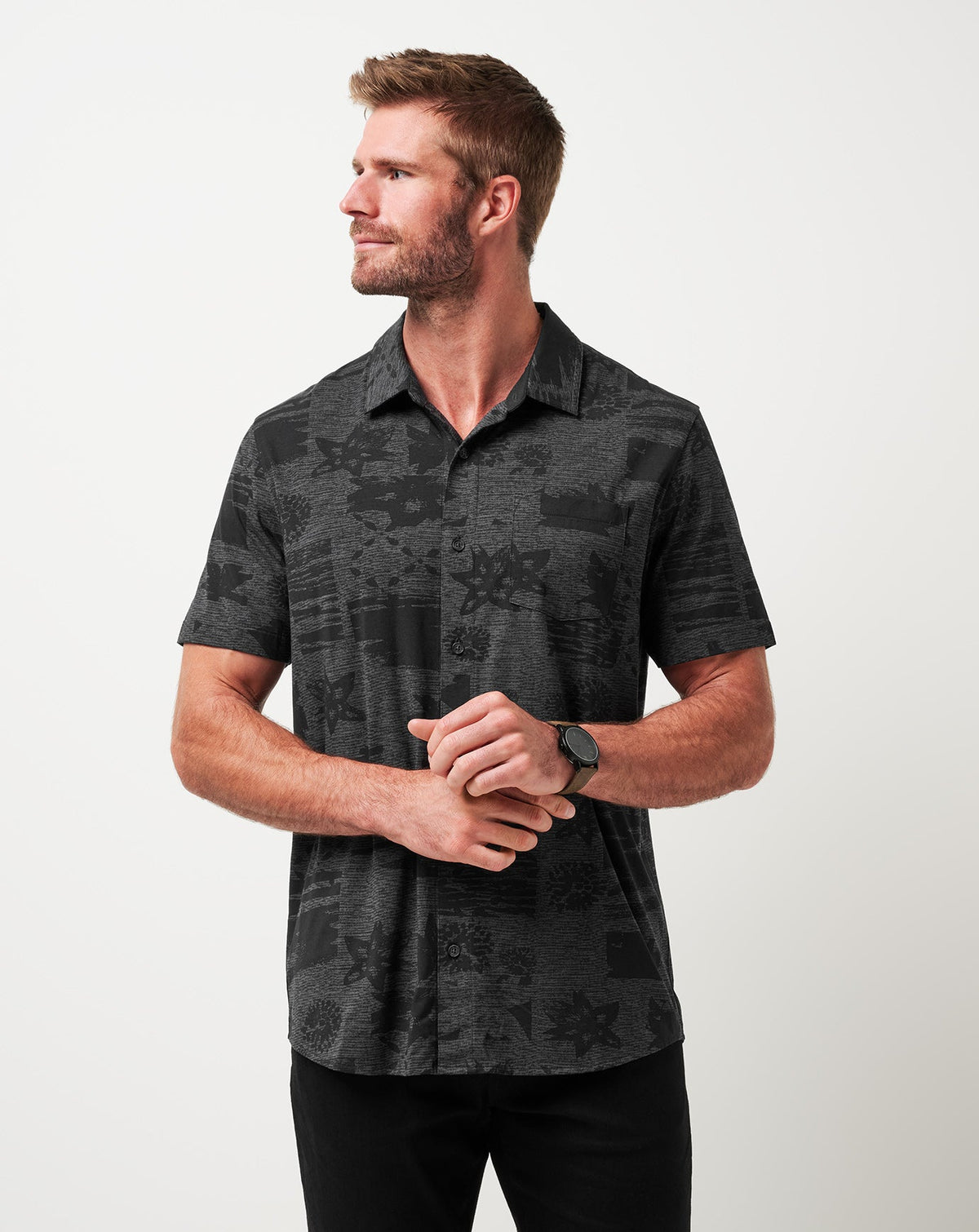 Knit Gravitation Button-Up Black | Travis Mathew New