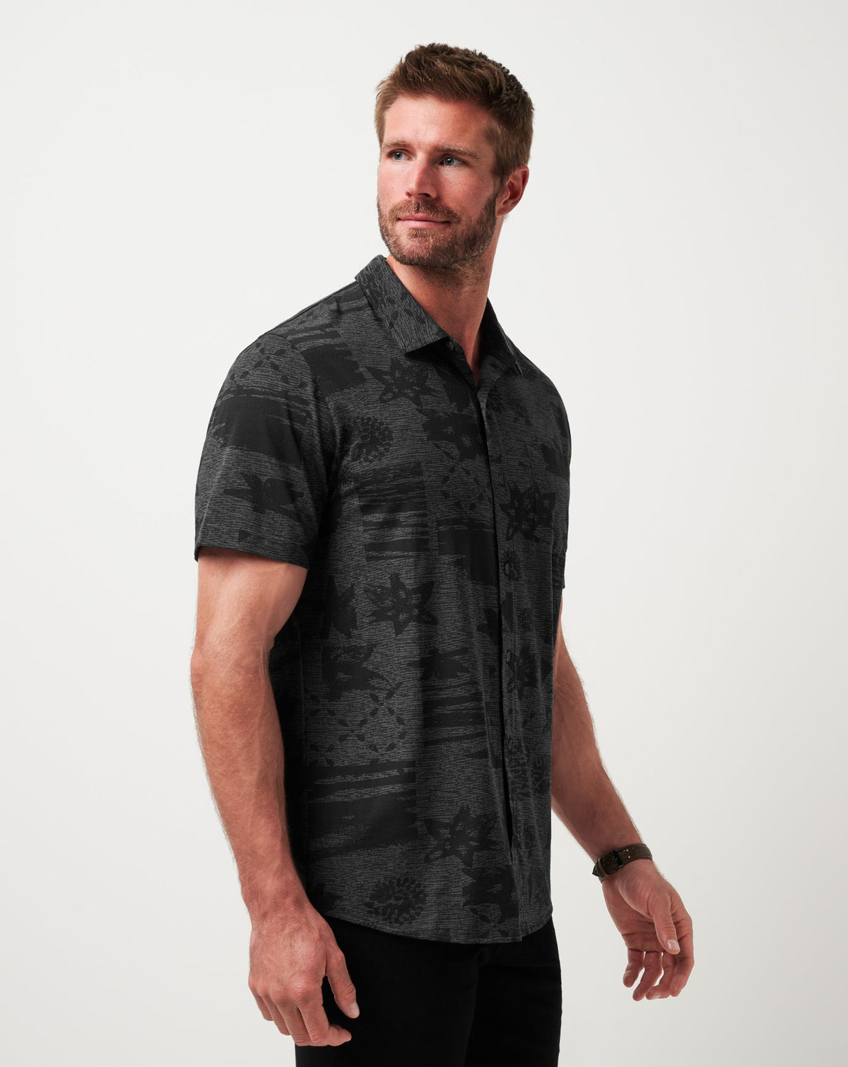 Knit Gravitation Button-Up Black | Travis Mathew New