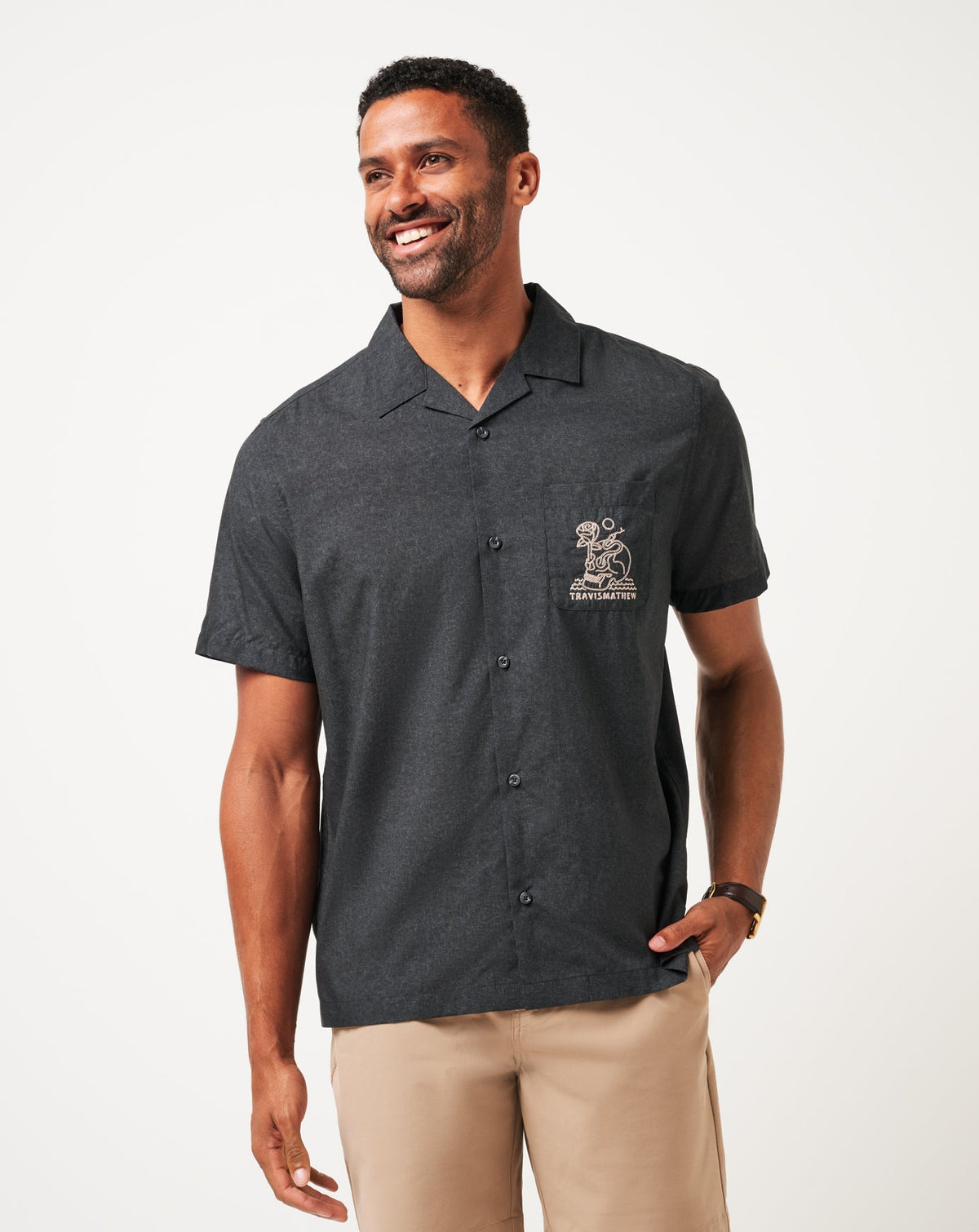 Lost Cave Button-Up Heather Black | Travis Mathew Signature
