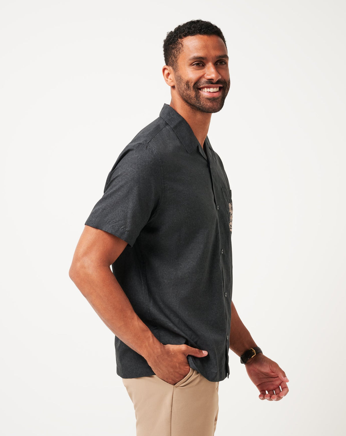 Lost Cave Button-Up Heather Black | Travis Mathew Signature