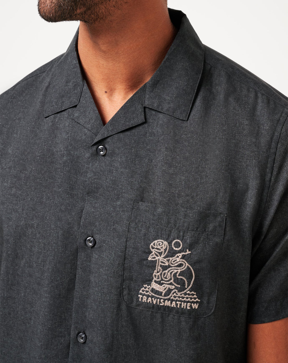 Lost Cave Button-Up Heather Black | Travis Mathew Signature