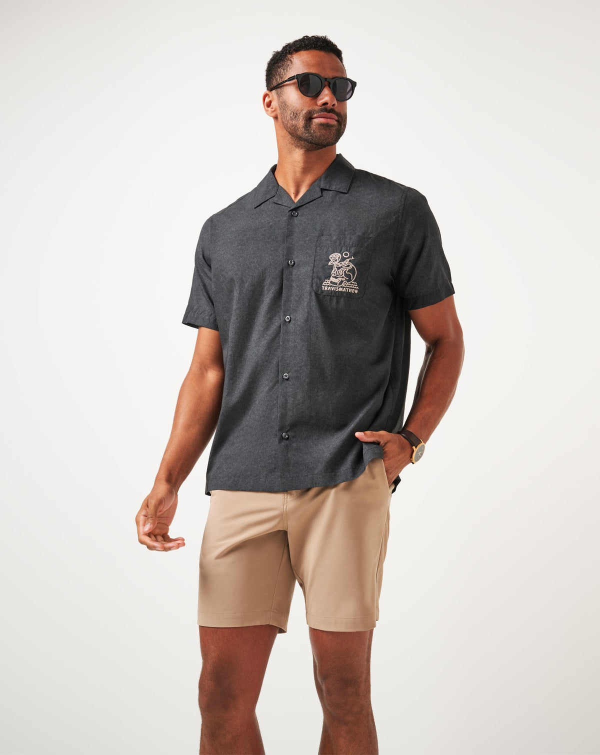 Lost Cave Button-Up Heather Black | Travis Mathew Signature