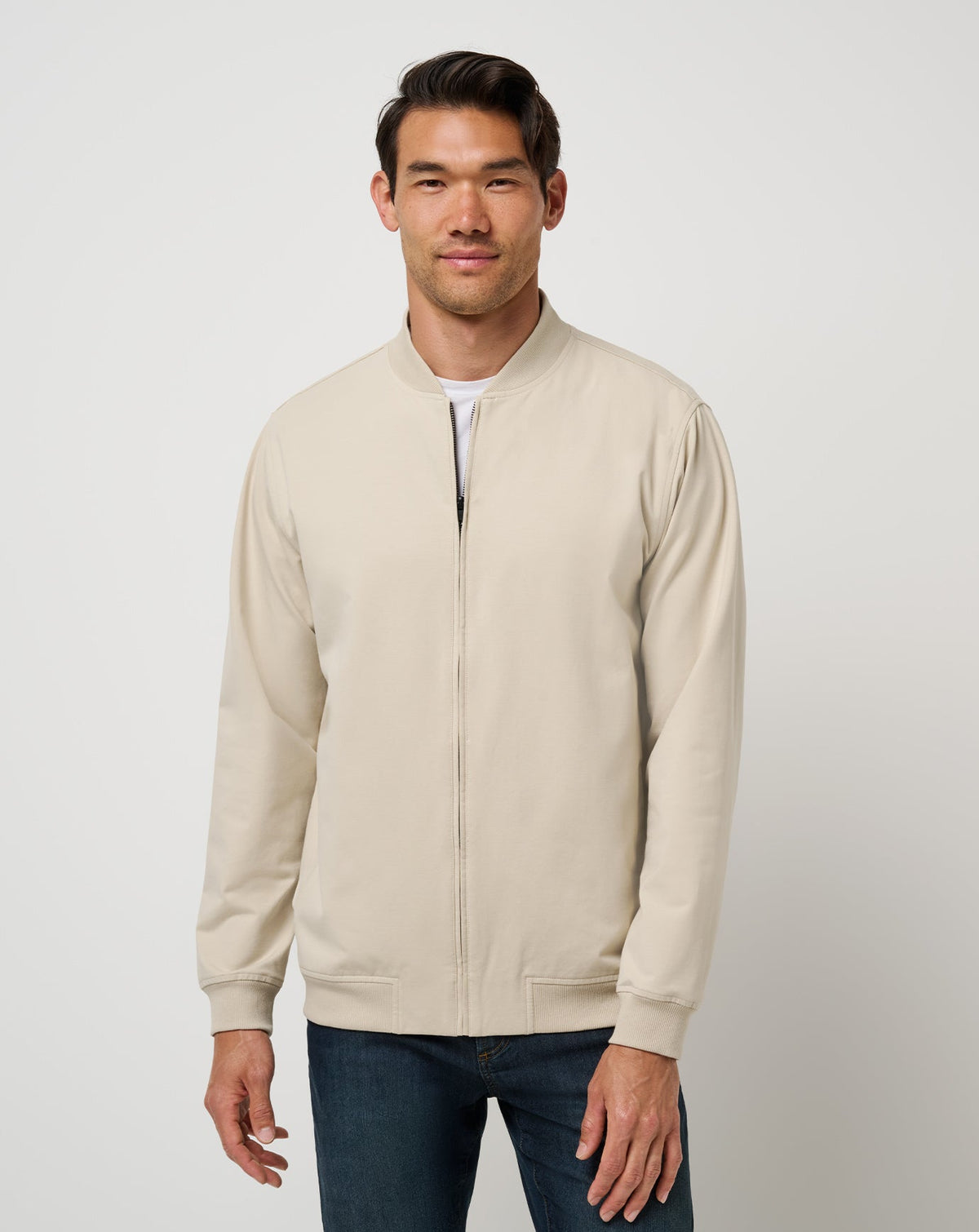 Stretchknit Bomber Jacket Italian Sand | Travis Mathew Latest