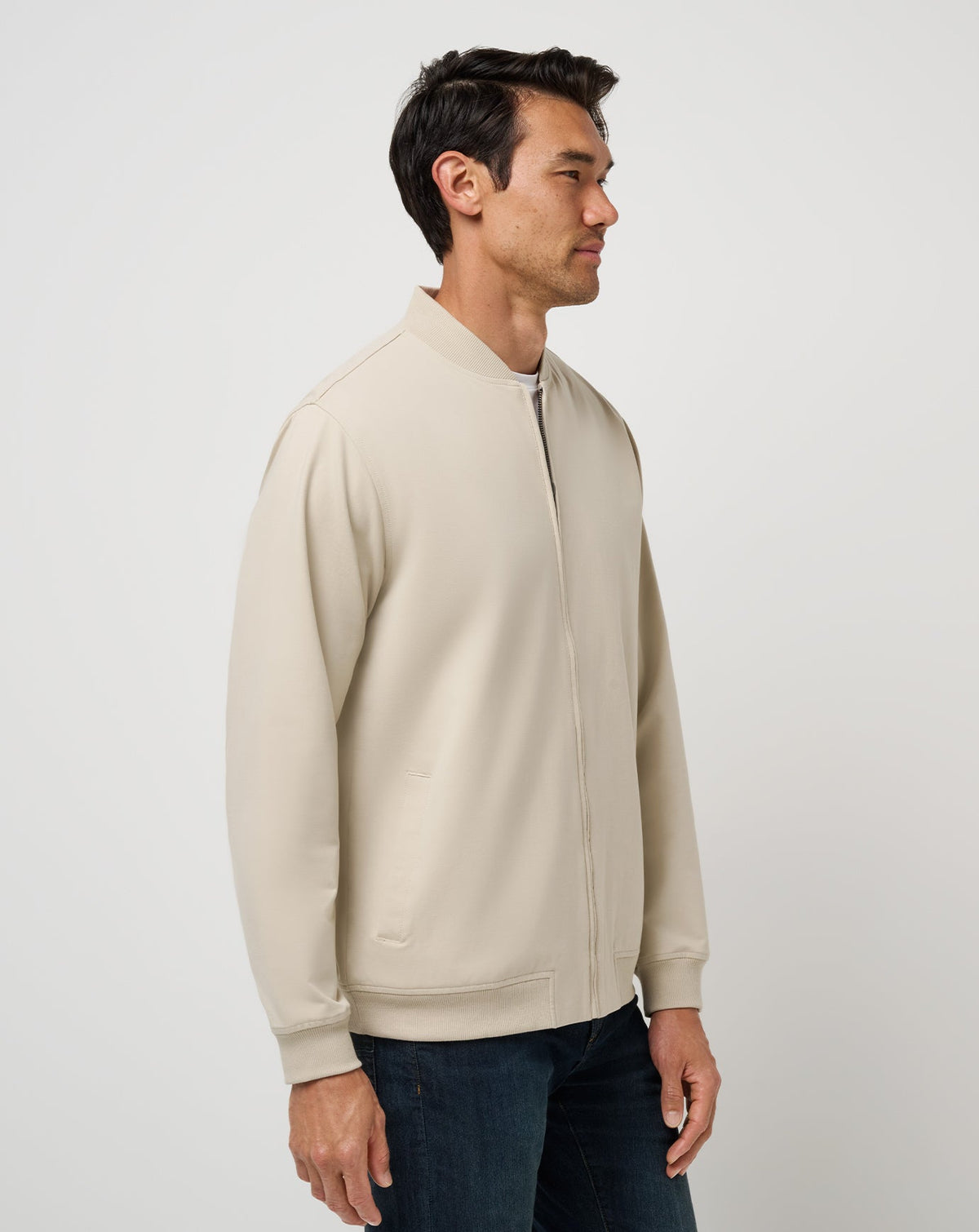 Stretchknit Bomber Jacket Italian Sand | Travis Mathew Latest
