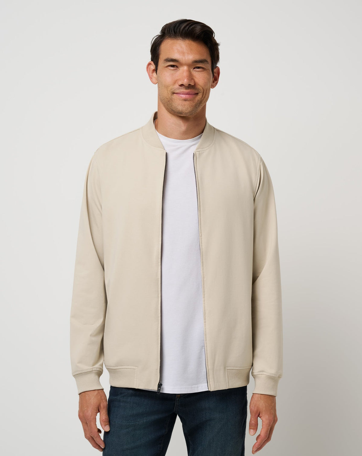 Stretchknit Bomber Jacket Italian Sand | Travis Mathew Latest