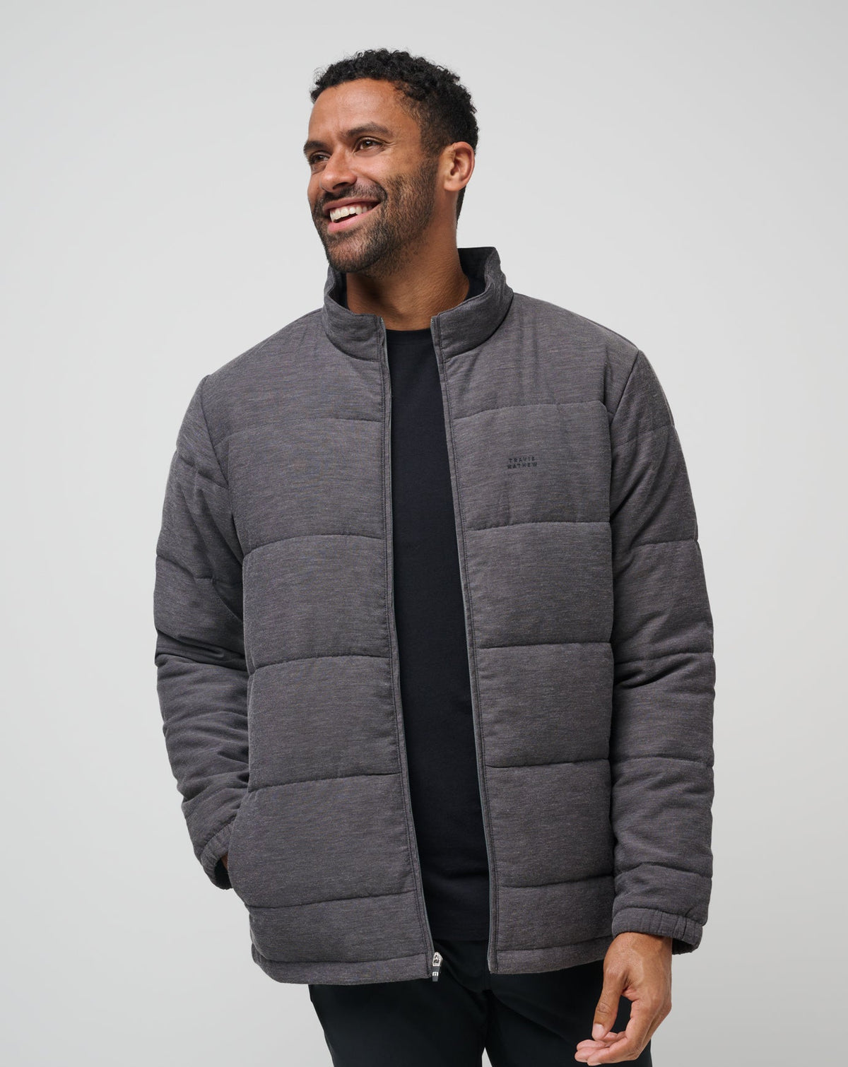 Climate Drop Jacket Heather Black | Travis Mathew New