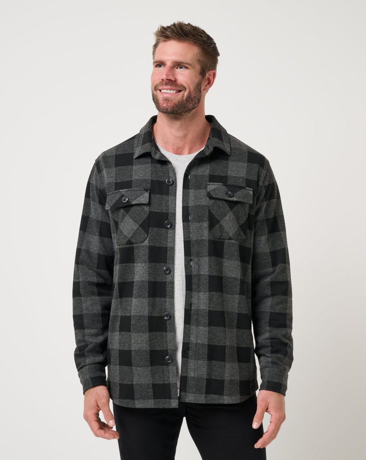 Return Flight Shirt Jacket Black/Grey | Travis Mathew Featured