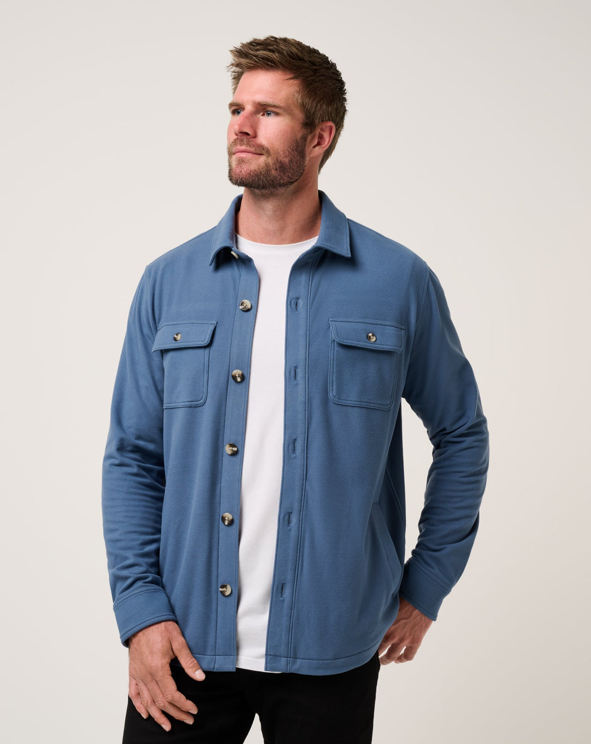 Peak Fleece Shirt Jacket Bering Sea | Travis Mathew Smart Buy