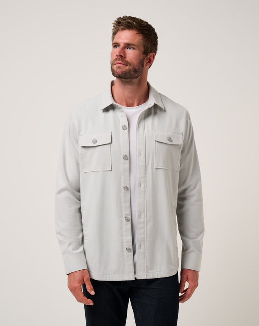 Wanna Bet Shirt Jacket Heather Light Grey | Travis Mathew Top Pick
