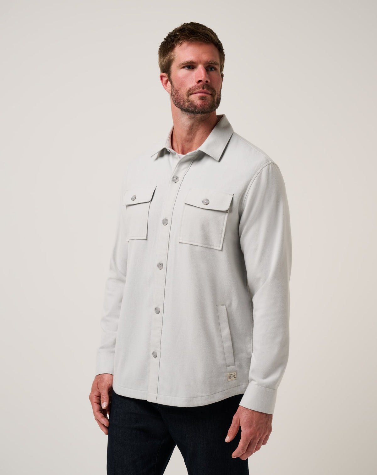 Wanna Bet Shirt Jacket Heather Light Grey | Travis Mathew Top Pick
