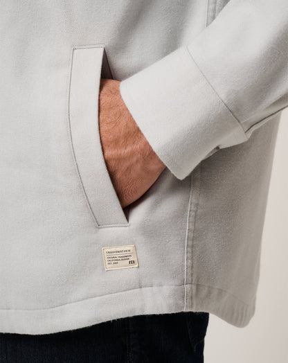 Wanna Bet Shirt Jacket Heather Light Grey | Travis Mathew Top Pick