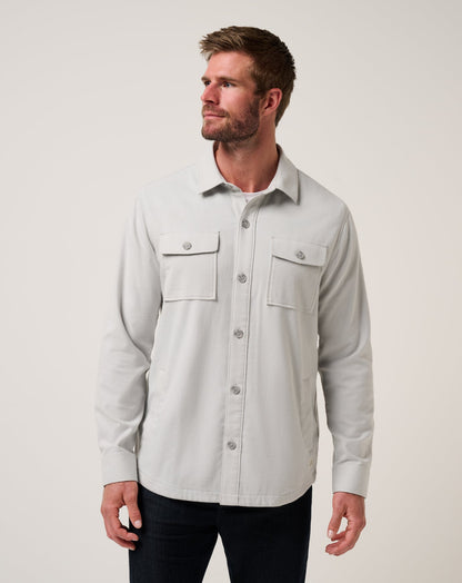 Wanna Bet Shirt Jacket Heather Light Grey | Travis Mathew Top Pick
