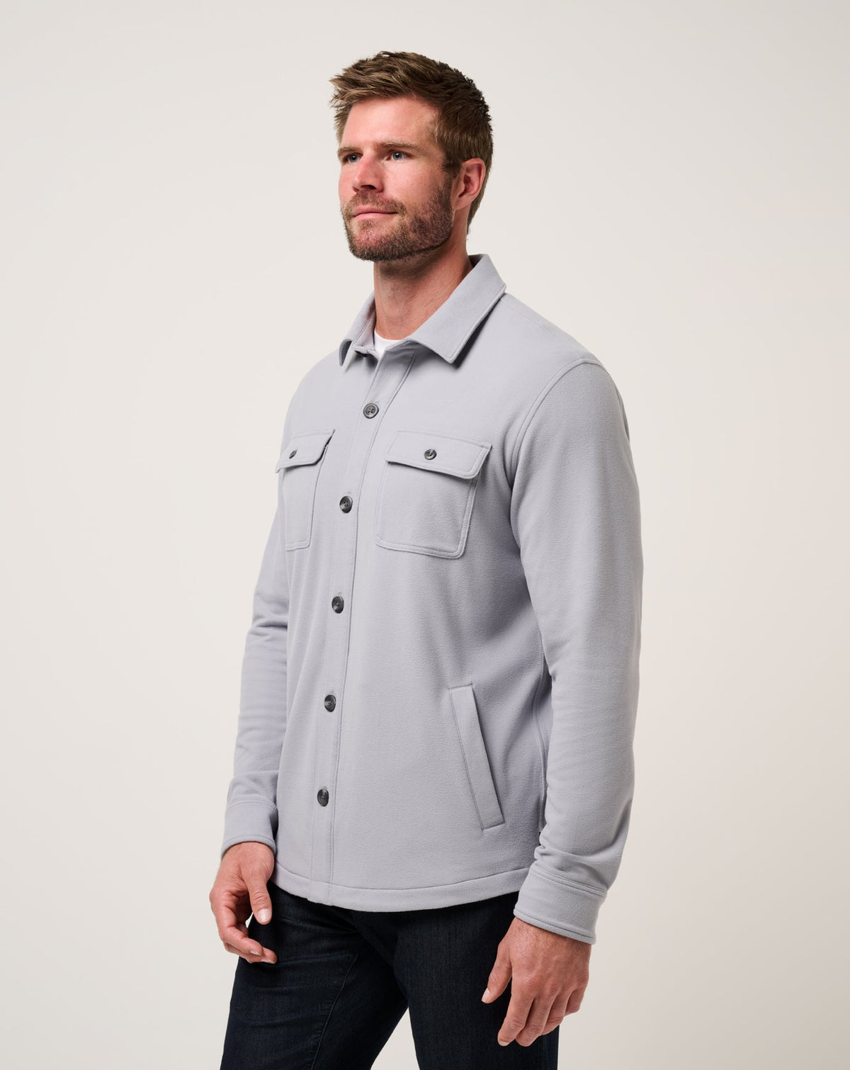 Peak Fleece Shirt Jacket Sleet | Travis Mathew Essential