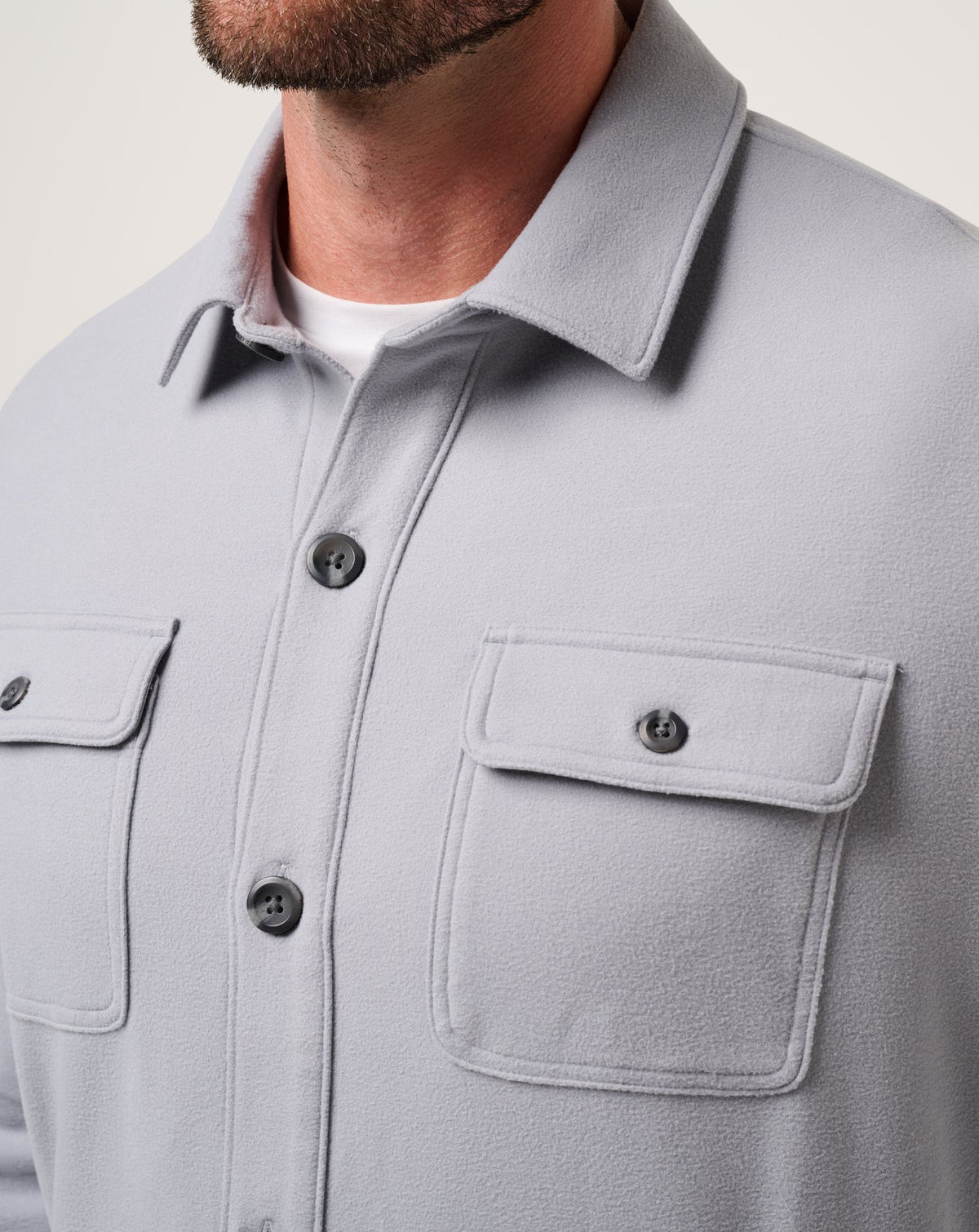 Peak Fleece Shirt Jacket Sleet | Travis Mathew Essential