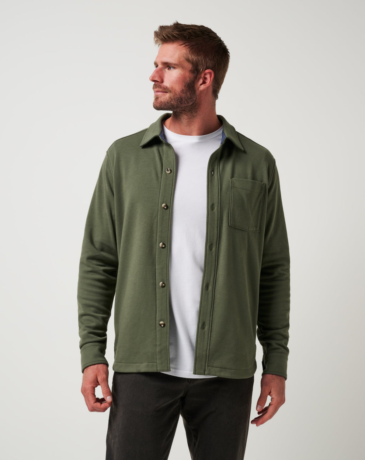 Cloud Shirt Jacket Dark Olive | Travis Mathew Customer Favorite