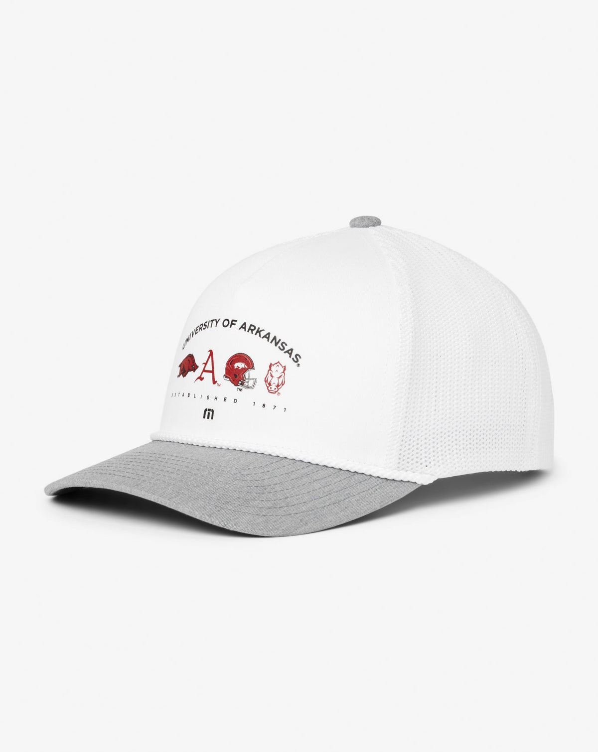 Arkansas Defensive Line Snapback Hat White | Travis Mathew Value